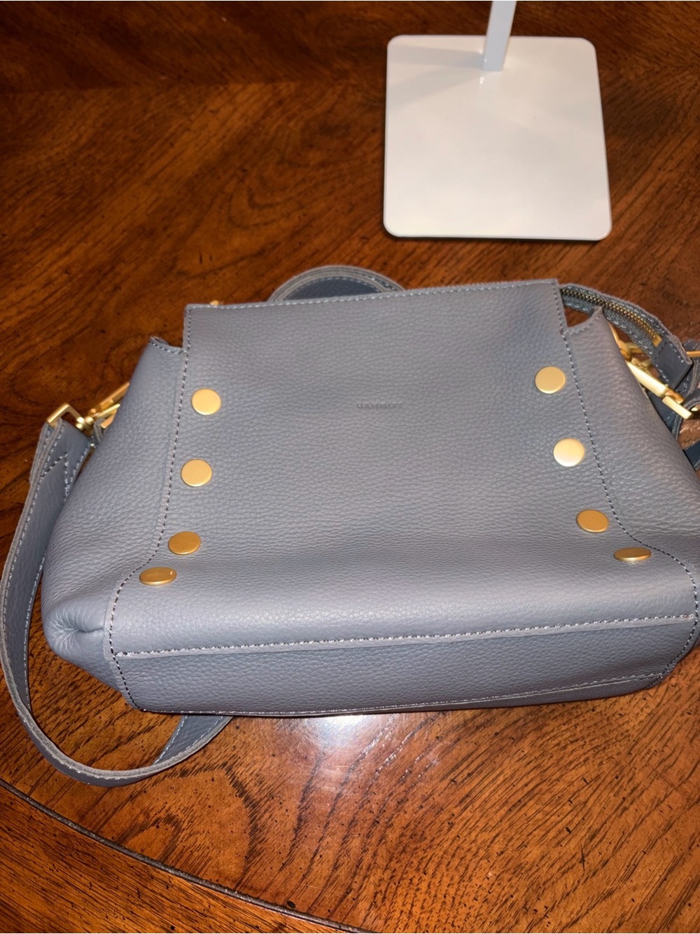 NWOT Hammitt Bluish Gray Leather Shoulder Bag with Gold Stud Accents MSRP$495 - Picture 7 of 15